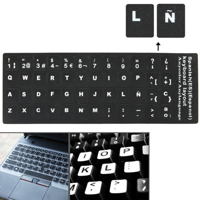 Adesivo per layout di tastiera per l'apprendimento dello spagnolo per tastiera di computer portatile/desktop, Spanish Adesivo per layout di tastiera per l'apprendimento dello spagnolo per tastiera di computer portatile/desktop, Spanish